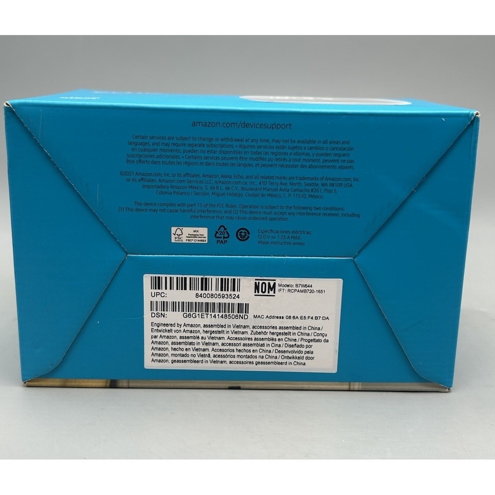 Amazon Echo Dot with Clock (4th Gen) - Glacier White - Sealed - Picture 6 of 6